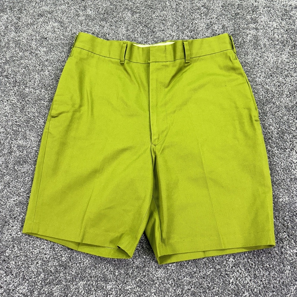 Vintage Sears Shorts Mens 34 Green Chino Perma-Prest Wrinkle Resistant USA Golf
